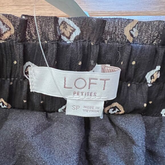 NWT Loft Skirt Size SP Petite Black/Tan/White Diamond Print Geometric Tiered - Picture 7 of 10
